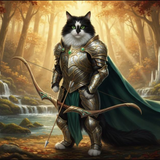 The Fellowship example artwork with an armored cat holding a bow in a golden forest.