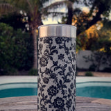 Black Lace wrap on a stainless Wrapware tumbler, poolside