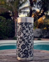 Black Lace wrap on a stainless Wrapware tumbler, poolside