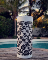 Black Lace wrap on a white ceramic Wrapware tumbler, poolside