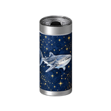 Starry Whale Shark wrap on a brushed stainless Wrapware tumbler