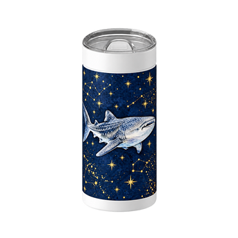 Starry Whale Shark wrap on a white ceramic Wrapware tumbler