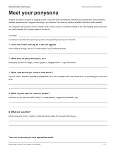 Preview of the pony character worksheet.