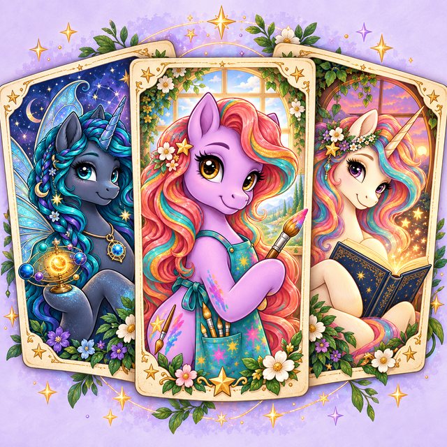 Three illustrated Sparkle Squad character cards: Haley with a solar system model, Avery with a paintbrush, and Riley with a storybook.